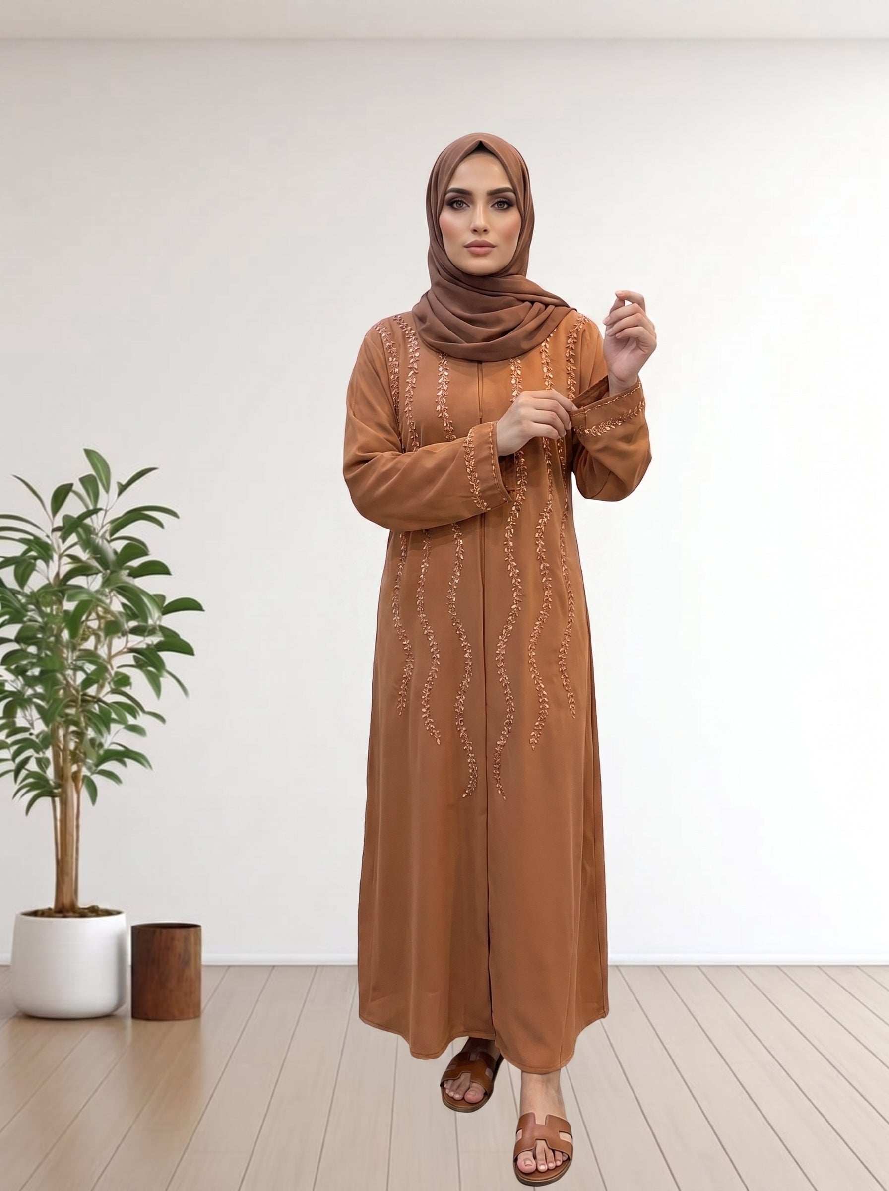 Premium Classic Nida Koria Febric  Modest Abaya with Matching Hijab