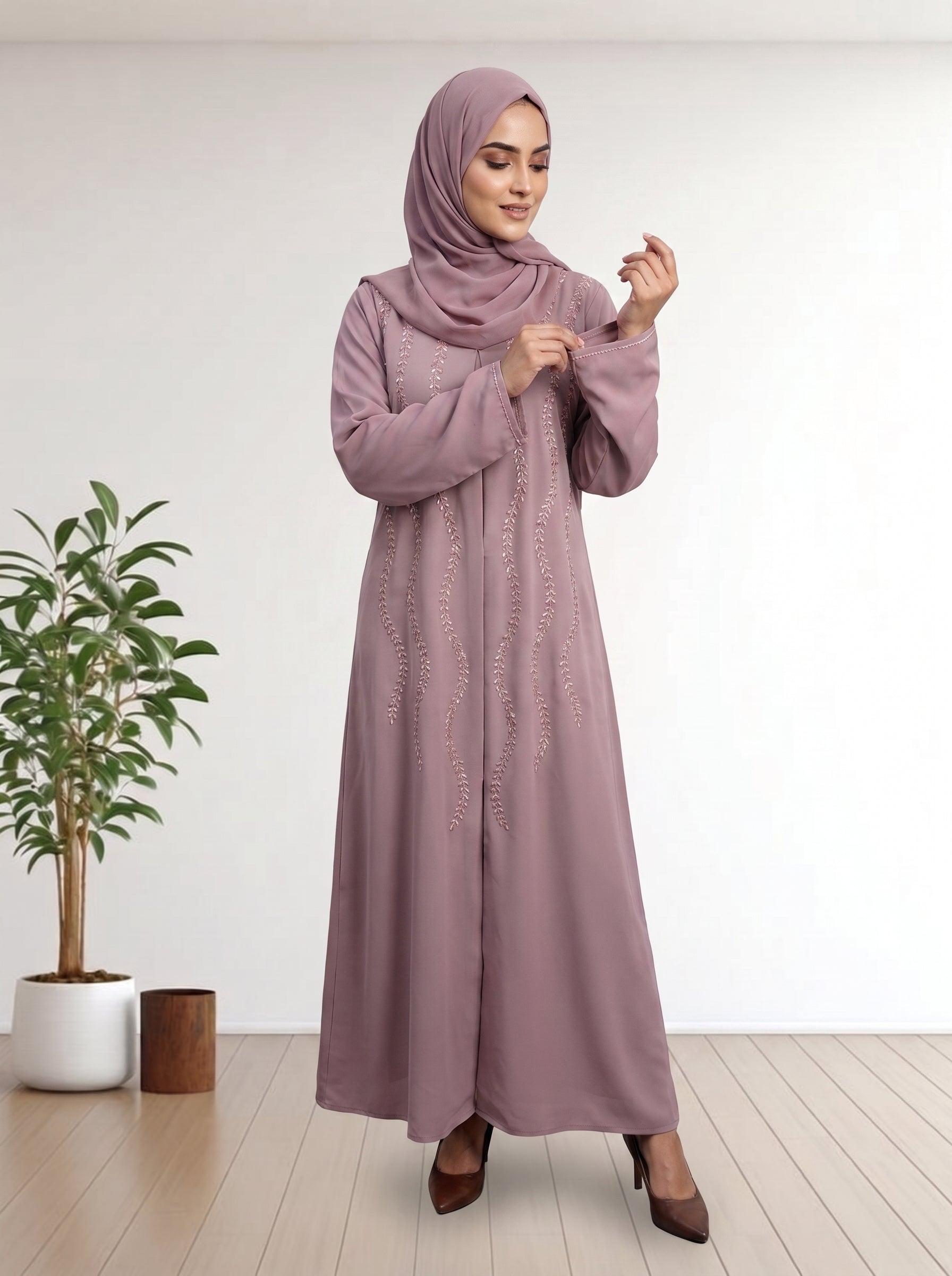 Premium Classic Nida Koria Febric  Modest Abaya with Matching Hijab