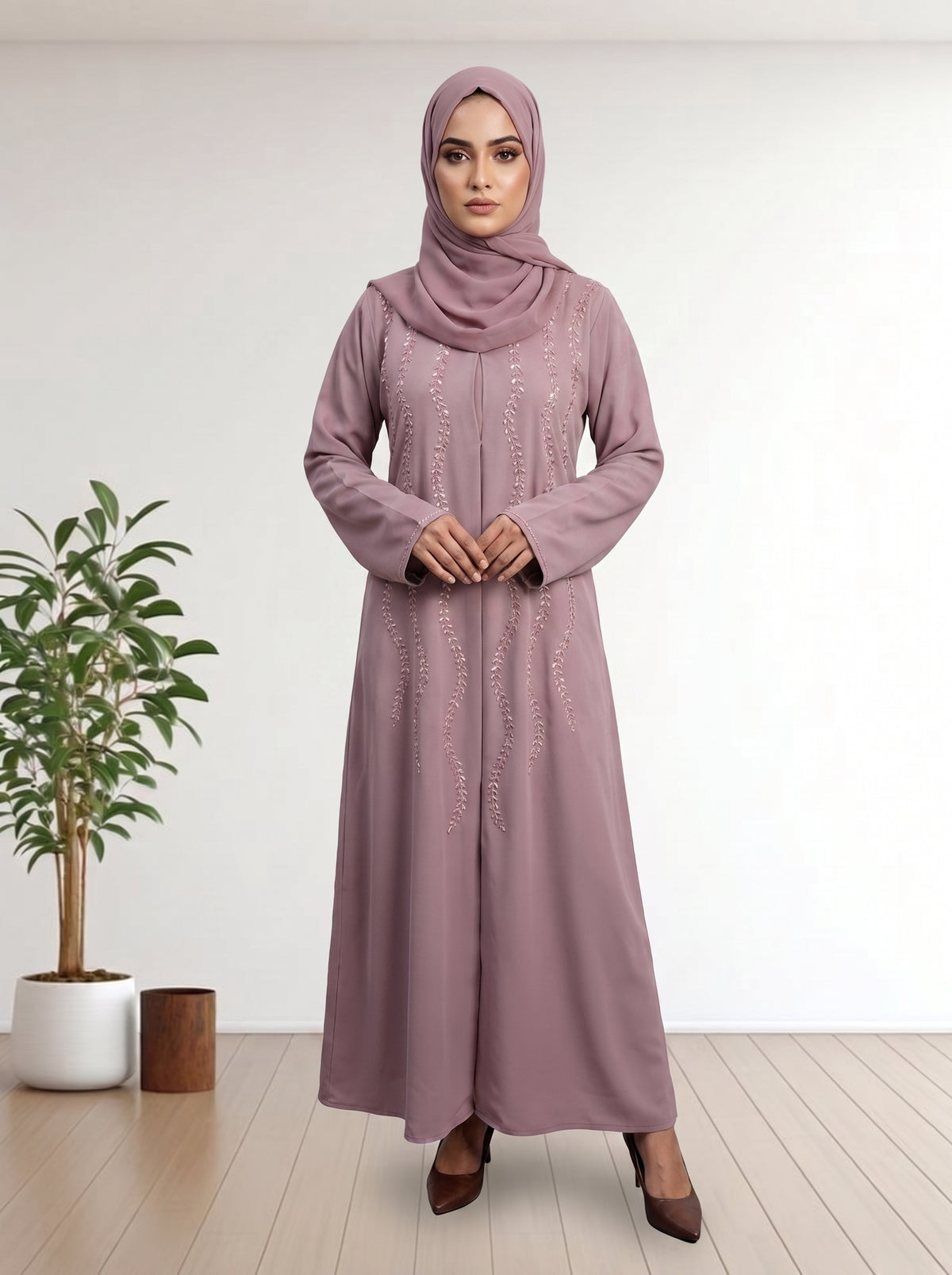 Premium Classic Nida Koria Febric  Modest Abaya with Matching Hijab