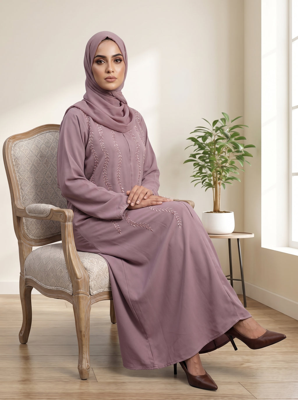 Premium Classic Nida Koria Febric  Modest Abaya with Matching Hijab