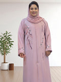 Elegant Dusty Pink Handmade Abaya with Matching Hijab