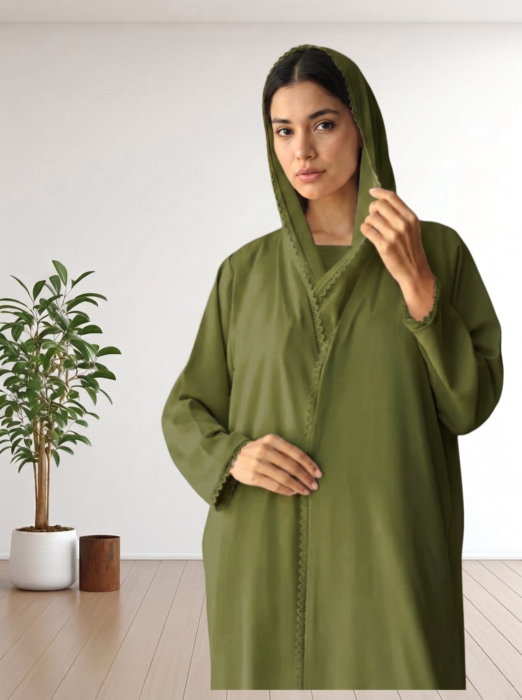 abaya green fabric foua