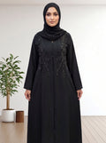 Luxury  Abaya with Symmetrical Beadwork hijab with a matching abaya