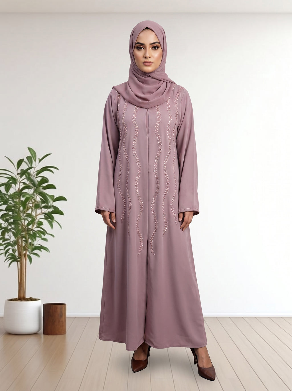 Premium Classic Nida Koria Febric  Modest Abaya with Matching Hijab