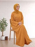 Premium Mustard Yellow Nida Abaya with Handmade 100% KOREA