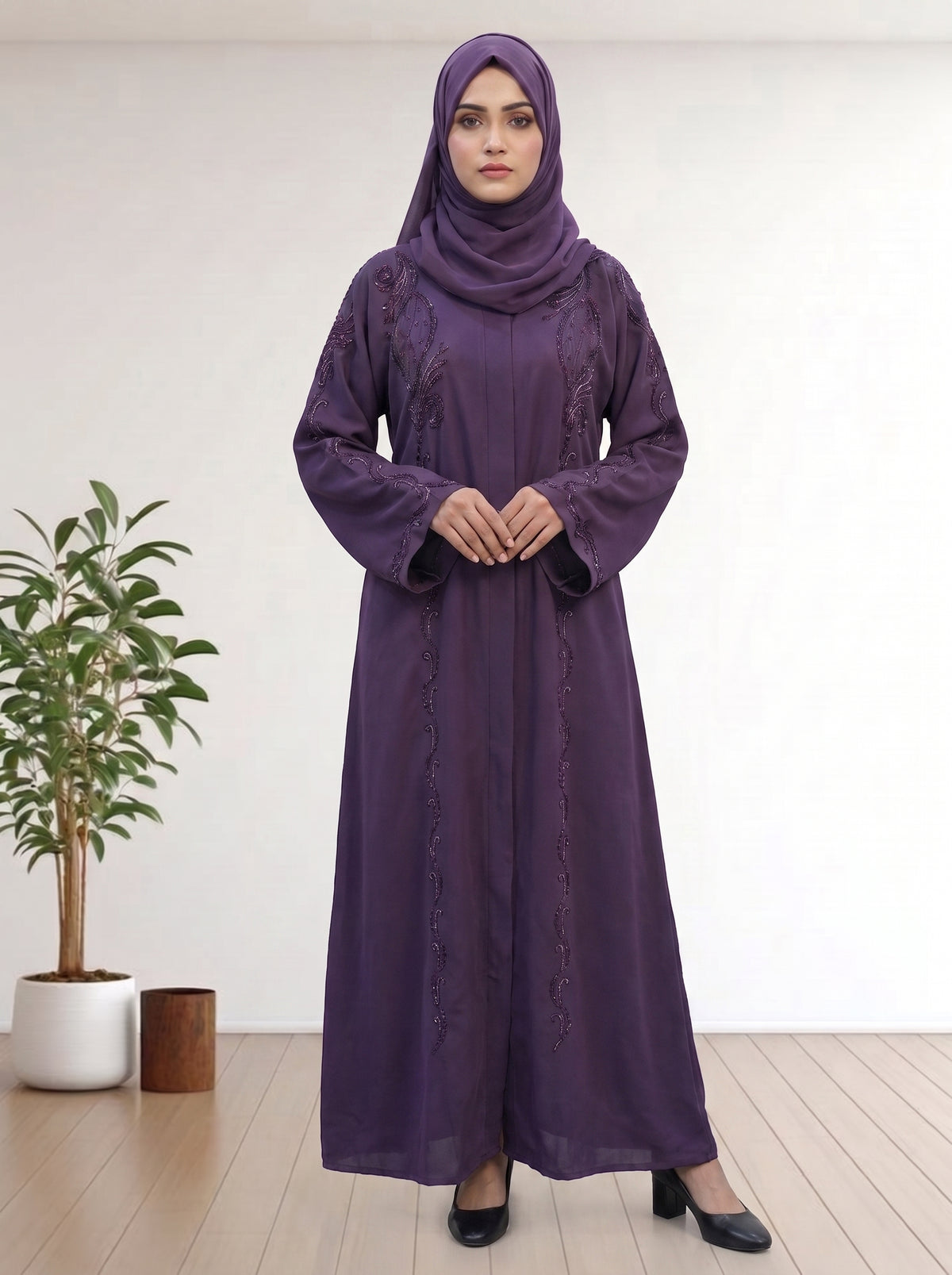 Premium Nada Febric  Abaya with Stone & Beadwork