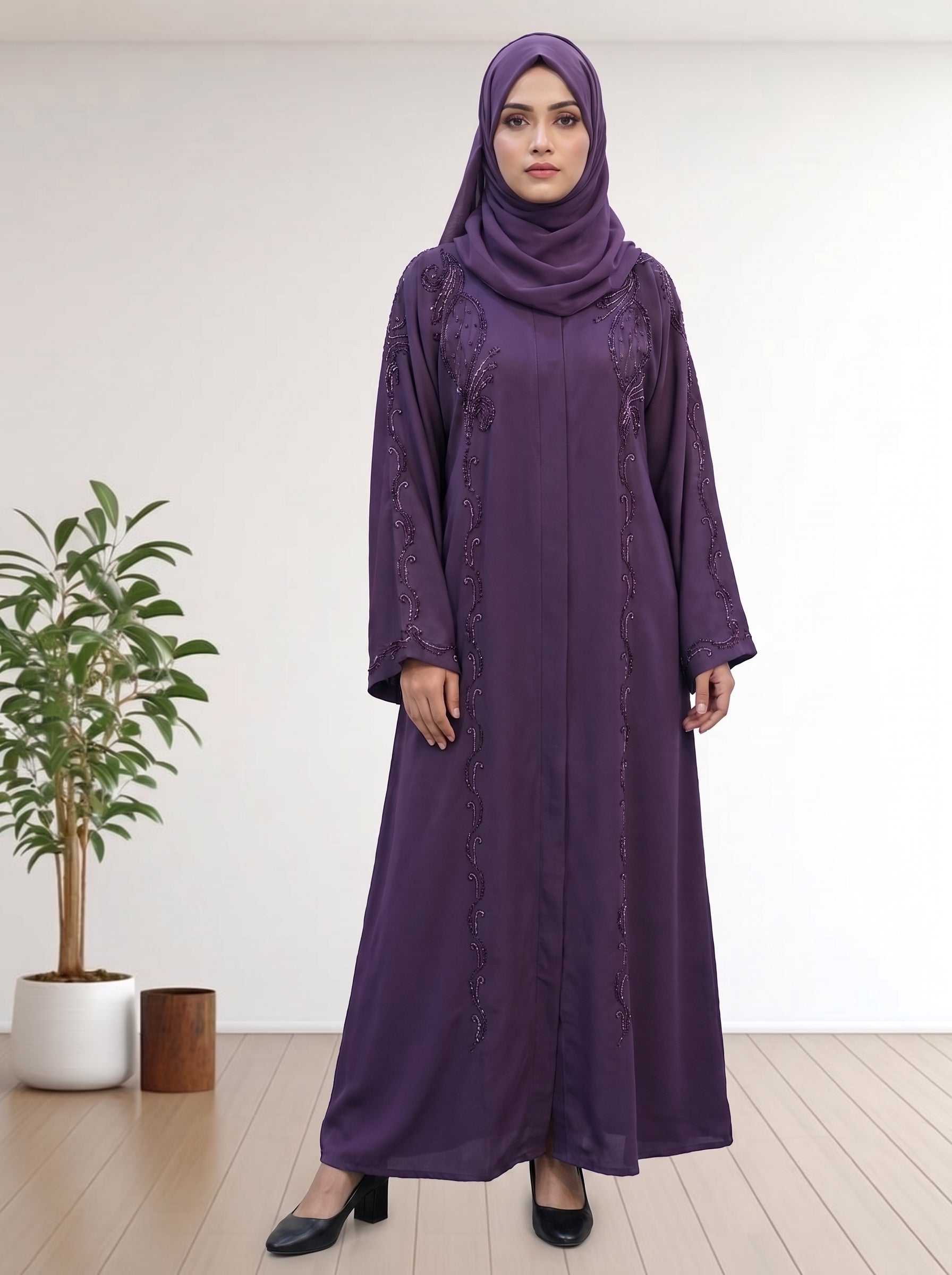 Premium Nada Febric  Abaya with Stone & Beadwork