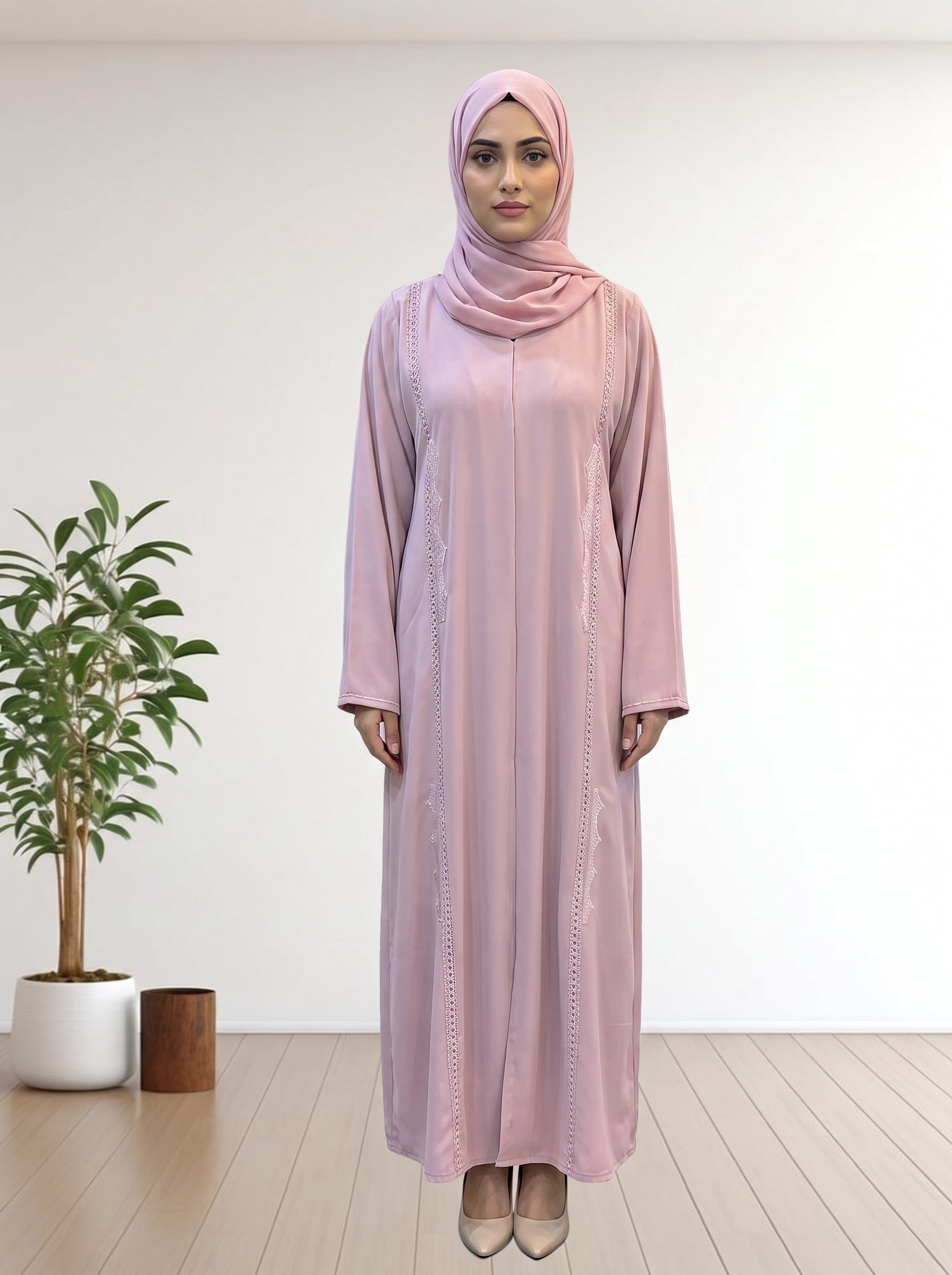 Premium Soft nida  Abaya with Delicate Lace Detailing