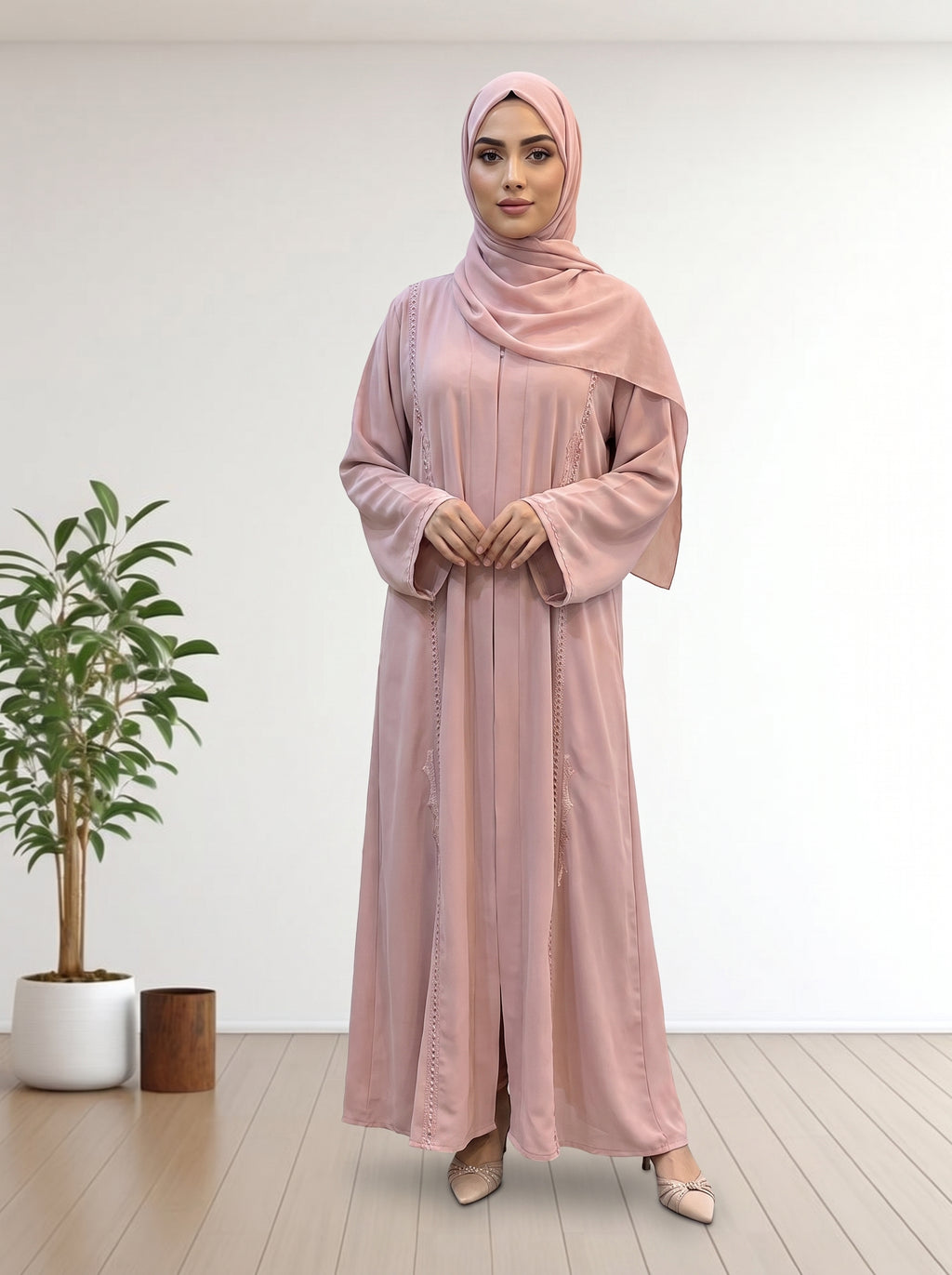 Premium Soft nida  Abaya with Delicate Lace Detailing