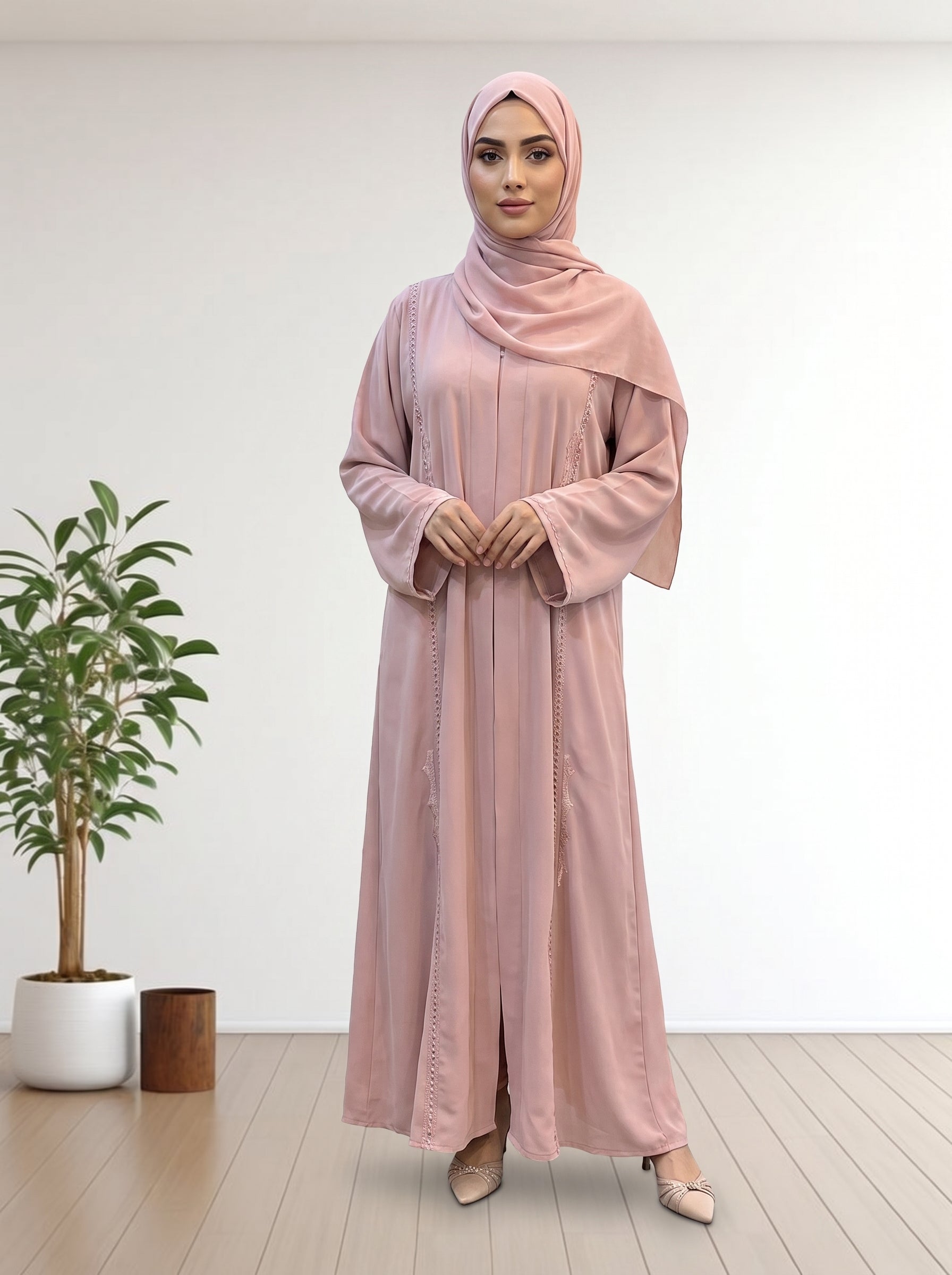 Premium Soft nida  Abaya with Delicate Lace Detailing