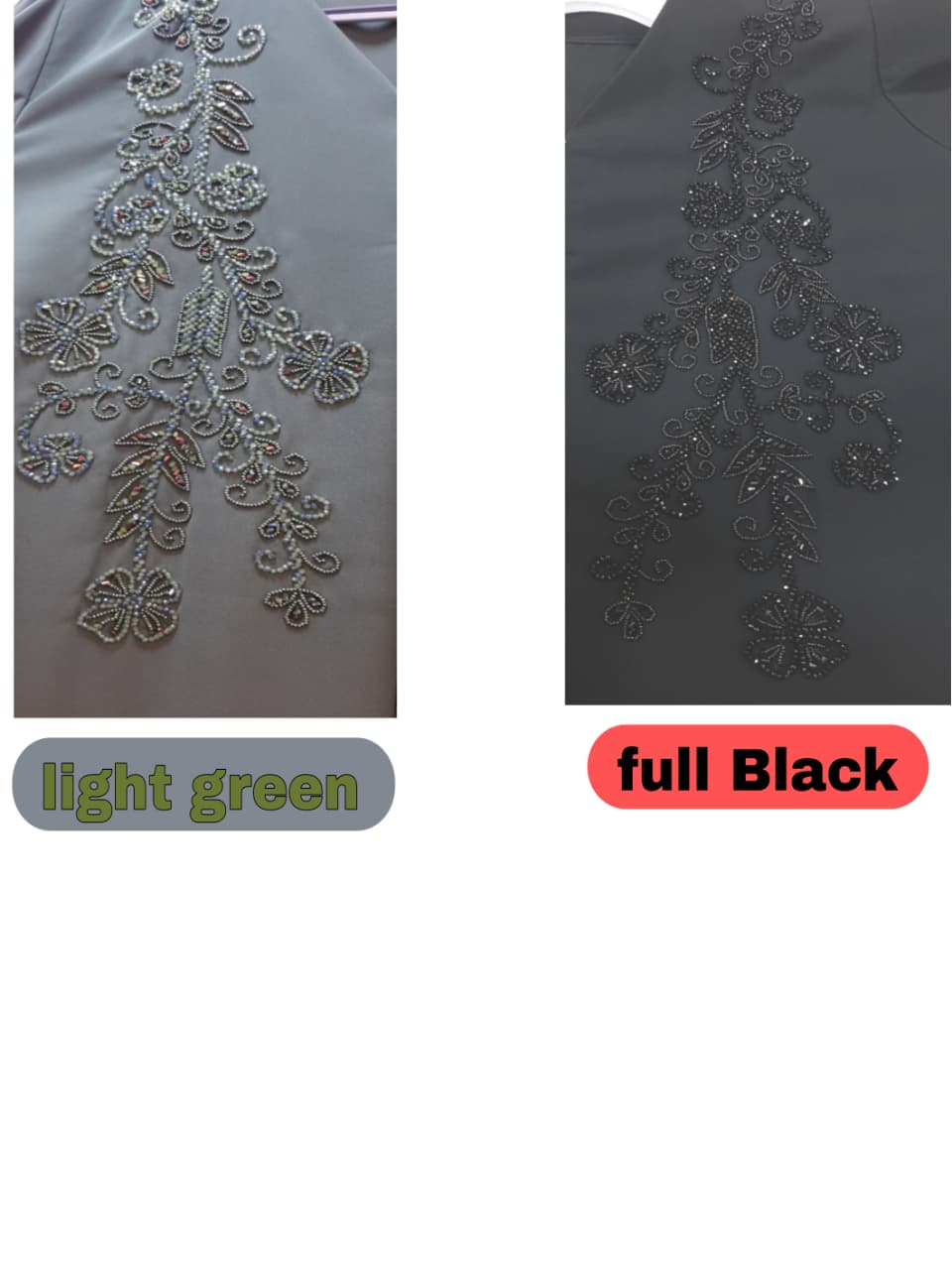 Abaya premium  with Symmetrical Beadwork hijab with a matching abaya